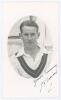 John Edward ‘Jack’ Timms. Northamptonshire 1925-1949. Mono real photograph postcard of Greenwood, head and shoulders in cameo. Very nicely signed in black ink below the image. Dated 1938 in pencil to verso with official stamp for Albert Wilkes & Son, Wes