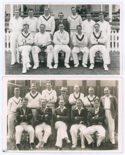 Northamptonshire C.C.C. 1938 & 1939. Two original mono plain back real photograph postcards of Northamptonshire teams, the players seated and standing in rows wearing cricket attire, some in blazers. Players featured include Nelson (Captain), James, Merri