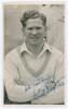 Wilfred Ernest Granville Payton. Nottinghamshire, Cambridge University & Derbyshire 1935-1949. Original sepia real photograph plain back postcard of Payton, head and shoulders wearing cricket attire. Very nicely signed in blue ink to the photograph by Pay