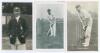 John Berry ‘Jack’ Hobbs. Surrey & England 1905-1934. Three early original mono postcards of Hobbs. One, a real photograph postcard of Hobbs standing three quarter length wearing England cap and blazer with blind embossed stamp to lower right corner for Ha