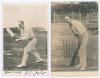 Digby Loder Armroid Jephson. Cambridge University & Surrey 1890-1904. Two early mono real photograph postcards of Jephson, each depicted in batting pose at the wicket. One by Hartmann, series no. 1660, signed in black ink to the lower border by Jephson. P