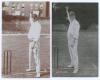 Walter Scott Lees. Surrey & England 1896-1911. Early mono real photograph postcard of Lees depicted full length in bowling pose at the wicket wearing Surrey cap. Nicely signed in black ink to the photograph by Lees. Foster of Brighton. Nice image. Sold wi