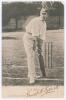 Ernest Harry ‘Tim’ Killick. Sussex 1893-1913. Early original mono real photograph postcard of Killick standing full length at the crease in batting pose wearing Sussex cap. The postcard nicely signed to the lower margin in black ink by Killick. Wrench Ser