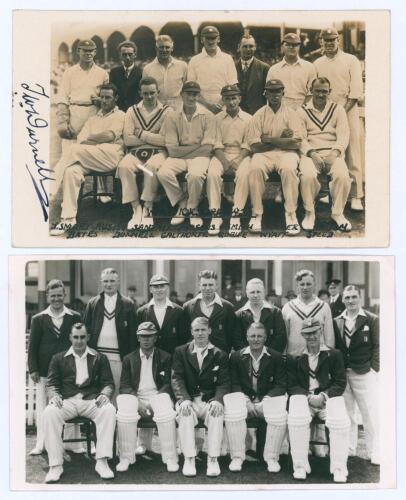 Warwickshire C.C.C. 1928 & 1939. Two sepia/ mono real photograph postcards of Warwickshire teams for seasons 1928 and 1939, players depicted seated and standing in rows wearing cricket attire. The 1929 postcard with player’s names neatly handwritten in in