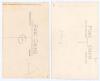 Wilfred Rhodes. Yorkshire, Europeans, Patiala & England 1898-1930. Two original sepia real photograph postcards of Rhodes at Scarborough. One depicts Rhodes three quarter length leaning on railings, wearing Yorkshire cap and blazer, the other walking off - 2
