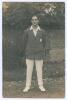 Herbert Sutcliffe. Yorkshire & England 1919-1945. Mono real photograph postcard of Sutcliffe, full length wearing Yorkshire blazer. Signed by Sutcliffe in black ink. Nias of Brighton. Stamped to verso A.G. Spalding & Bros Ltd, County Ground, Hove. Some we