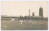 ‘Somerset v Surrey Aug. 24 1904’. Early original sepia real photograph postcard of the match in progress at Taunton, with the pavilion and two churches in the background. Photograph by Montague Cooper of Taunton, Burnham and Lynton. Postally unused with p