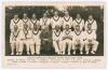 South African tour to England 1935. Official sepia real photograph postcard of the South African touring party seated and standing in rows wearing cricket attire. Very nicely signed in black ink to the verso by thirteen playing members of the touring part