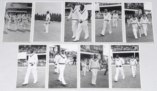 West Indies tour to England 1963. A selection of nine mono real photograph postcards including seven of the West Indies tour match against Yorkshire at Sheffield and two from the Headingley Test in 1963. The images depict the West Indies players entering 