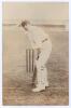 Ralph Whitehead. Lancashire 1908-1914. Sepia real photograph of Whitehead in batting pose, wearing Lancashire cap, in front of the wicket. The postcard by Connard Photo, Ashton Under Lyme. Good condition