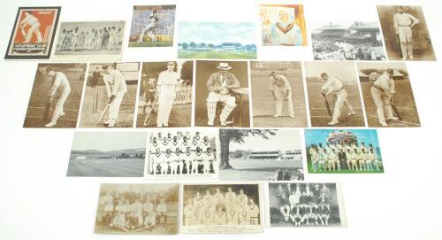 Modern postcards. A good quantity of mainly modern cricket postcards and odd greetings cards. Series include Brindley, Bodyline Books, Famous Test Match Ground, Stamp Publicity, Classic etc. Odd duplication. Good condition