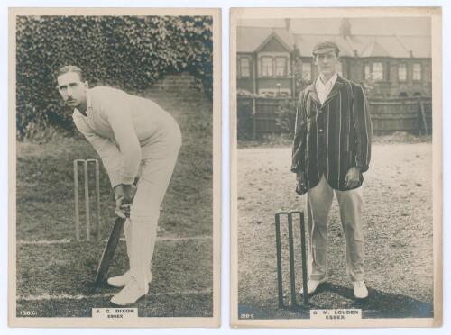 Essex C.C.C. Two Godfrey Phillips &lsquo;Pinnace&rsquo; premium issue cabinet size mono real photograph plain back trade cards of J.G. Dixon (Essex 1914-1922, incorrectly titled &lsquo;J.C. Dixon&rsquo;), full length in batting pose, no. 138.C. and G.M. Louden (Essex 1912-1927) 