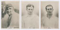 Gloucestershire C.C.C. Three Godfrey Phillips &lsquo;Pinnace&rsquo; premium issue cabinet size mono real photograph plain back trade cards of F.G. Robinson (Gloucestershire 1903-1923), no. 149.C., [H.] Smith (Gloucestershire & England 1912-1935), no. 187.C., and [J.G