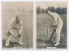 Gloucestershire C.C.C. Two Godfrey Phillips ‘Pinnace’ premium issue cabinet size mono real photograph plain back trade cards of D.C. Robinson (Gloucestershire & Essex 1905-1926) in wicket-keeping pose, no. 135.C., and C.S. Barnett (Gloucestershire 1904-19