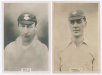 Hampshire C.C.C. Two Godfrey Phillips &lsquo;Pinnace&rsquo; premium issue cabinet size mono real photograph plain back trade cards of [C.]P. Mead (Hampshire & England 1905-1936), no. 91.C., and A.[S.] Kennedy (Hampshire & England 1907-1936), no. 110.C. Both depicted 