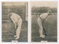 Kent C.C.C. Two Godfrey Phillips &lsquo;Pinnace&rsquo; premium issue cabinet size mono real photograph plain back trade cards of [H.T.W.] Hardinge (Kent & England 1902-1933), no. 30.C, and J.L. Bryan (Kent & Cambridge University 1919-1933), no. 118.C. Both depicted f
