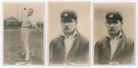 Middlesex C.C.C. Three Godfrey Phillips &lsquo;Pinnace&rsquo; premium issue cabinet size mono real photograph plain back trade cards including one of G.T.S. Stevens (Middlesex, Oxford University & England 1919-1932) in bowling pose, no. 155.C. The two others are vari