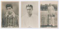 Somerset C.C.C. Three Godfrey Phillips &lsquo;Pinnace&rsquo; premium issue cabinet size mono real photograph plain back trade cards of [H.] Chidgey (Somerset 1900-1921) depicted head and shoulders in blazer, no. 101.C, [G.E.] Hunt (Somerset 1921-1931), head and shoul