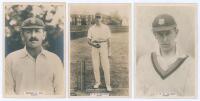 Sussex C.C.C. Three Godfrey Phillips &lsquo;Pinnace&rsquo; premium issue cabinet size mono real photograph plain back trade cards of George R. Cox (Sussex 1895-1928), head and shoulders in cap, no. 55.C, A.E.R. Gilligan (Cambridge University, Surrey, Sussex & England