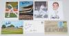 Test cricketers signed postcards. Seven modern colour signed postcards of grounds and players. One of a ‘Panoramic View of Lord’s Cricket Ground’ signed to the verso by Ted Dexter, Alec Bedser, Vanburn Holder and Alvin Kallicharran. Other signed individua