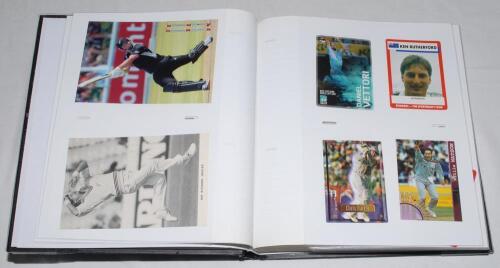 New Zealand cricket postcards and collectors cards. Black album comprising a mixed selection of over 200 mainly modern trade and collectors cards and player postcards. Collectors card series include Classic Cricket Cards, Stimorol, Card Crazy Authentics, 