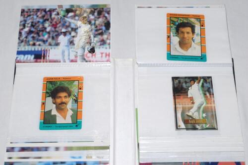 Pakistan and Bangladesh cricketer postcards and collectors cards. Black album comprising a mixed selection of 100 modern trade and collectors cards and player postcards. Collectors card series include Classic Cricket Cards, World Cup England ‘99, Stimorol