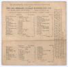 &lsquo;The All England Cricket Matches for 1848&rsquo;. Sheffield v. England. Early small original single sided printed scorecard with complete printed scores for the match played at Hyde Park, Sheffield, 28th- 30th August 1848. The sixteen of Sheffield elected to ba