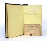 Richard Henry Colley. Oxford University, Oxfordshire and Shropshire 1853 to 1866. Small early original ticket and scorecard for &lsquo;A Grand Cricket Match, at The Christ Church Cricket Ground between Eleven of England and Fifteen of Oxfordshire, played on Mon