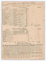 &lsquo;The United All-England Eleven v. Sixteen of Reigate and District&rsquo; 1856. Early small original double sided scorecard with incomplete printed scores for the match played at Park Lane, Reigate, 14th- 16th August 1856. The scorecard lists the complete first 