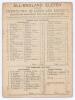 &lsquo;All-England Eleven versus Twenty-Two of Leeds and District&rsquo; 1863. Early original single sided scorecard with complete printed scores for the match played at Leeds Royal Park, 17th- 19th September 1863. Leeds batted first and reached 112, All-England&rsquo;s Jo