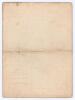 &lsquo;All-England Eleven versus Twenty-Two of Leeds and District&rsquo; 1863. Early original single sided scorecard with complete printed scores for the match played at Leeds Royal Park, 17th- 19th September 1863. Leeds batted first and reached 112, All-England&rsquo;s Jo - 2