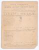 First Test Match in England. England v. Australia 1880. Early and rare original single sided scorecard for the match played at Kennington Oval, 6th- 8th September 1880. The scorecard with the players listed for the start of play and incomplete scores for 