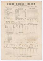 Australia tour to England 1888. &lsquo;Grand Cricket Match. England v. Australians&rsquo;. Early original single sided scorecard with printed scores complete to the end of the first day&rsquo;s play for the third and final Test at Old Trafford, 30th & 31st August 1888. In 