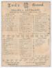 Australia tour to England 1890. ‘England v. Australians’ First Test, Lord’s. Early original single sided scorecard with complete printed and handwritten scores in pencil for the first Test, played at Lord’s 21st- 23rd July 1890. Electing to bat first, Aus