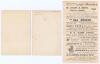 Hampshire C.C.C. 1900 & 1901. Three early original scorecards including two single sided cards for matches played at the County Ground, Southampton. One for the match v. Leicestershire, 23rd- 25th August 1900, Leicestershire won by six wickets, Ledger Hil - 2