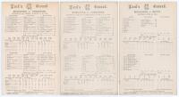 Middlesex C.C.C. 1902 & 1904. Three early original double sided scorecards for county matches played at Lord&rsquo;s. Scorecards are Middlesex v. Yorkshire, 21st & 22nd August 1902. A low scoring match on a difficult wicket in which Middlesex scored 99 & 93, Yo