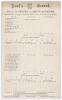 South Africa tour to England 1904. ‘M.C.C. & Ground v. South Africans’. Early original double sided scorecard with incomplete printed and faintly handwritten scores in pencil for the tour match played at Lord’s 11th- 13th August 1904. No play was possible