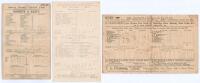 Kent C.C.C. 1905 & 1906. Six early original scorecards for Kent matches. Scorecards include the tied match, Surrey v. Kent, Kennington Oval, 31st August- 2nd September 1905. Incomplete printed scores for the match in which Kent scored 202 and 84, Surrey 1