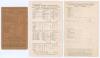 Sussex C.C.C. 1909-1913. Three original double sided scorecards for matches played by Sussex. Matches are v. Cambridge University at Fenner&rsquo;s, 7th- 9th June 1909, incomplete printed scores, Sussex (179 & 263) beat Cambridge (107 & 327) by only eight runs,