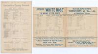 Triangular Test series 1912. Five rare original scorecards from the series including four Test matches and one tour match. Test match scorecards are South Africa v. Australia, Old Trafford, 27th- 29th May, incomplete printed scores. Australia won the open