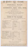 ‘Stoolball Match (Probably the Second for 200 years in London)’. Lord’s 1918. Rare official scorecard for a stoolball match played at Lord’s, 18th May 1918. The card lists the names of the players, ‘(Most of whom have not seen or heard of the Game before 