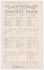 Warwickshire v Hampshire 1922. Rare official single sided scorecard for the &lsquo;famous&rsquo; match played at Edgbaston, 14th- 16th June 1922. Complete printed scores. In this incredible match, Warwickshire batted first and scored 223 (Santall 84, Calthorpe 70) be