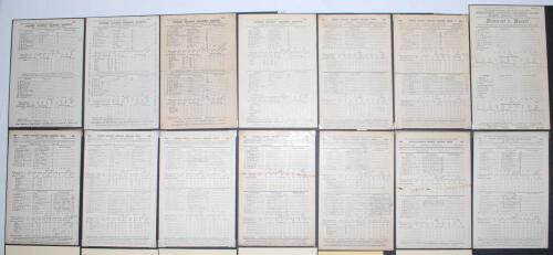 Sussex C.C.C. 1921-1937. Fourteen original scorecards, all for &lsquo;home&rsquo; matches (one exception) played by Sussex at the County Ground, Hove, including tour matches against Australia 1921, 1930, 1934, New Zealand 1931, and South Africa 1935. All with incompl
