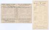 The Ashes. England v Australia 1921. Four original double sided scorecards for four of the five matches in the 1921 Ashes Test series. Scorecards are 2nd Test, Lord&rsquo;s, 11th- 14th June, incomplete printed and faintly handwritten scores in pencil. England s