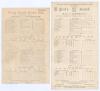 Australia tour of England 1921. Four original scorecards for tour matches played on the 1921 tour. Three with incomplete printed and/ or handwritten scores. Matches are v Surrey, Kennington Oval, 7th- 10th May, Australians won by an innings and 55 runs, s