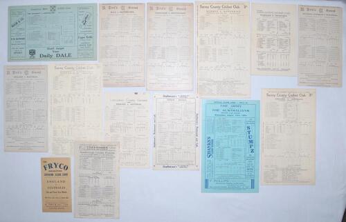 Australia tour to England 1934. Thirteen official scorecards and one unofficial of tour and Test matches from the 1934 tour. The majority with printed and/ or handwritten scores (unless stated). Scorecards are v Cambridge University, Fenners, 9th- 11th Ma
