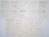 Wartime cricket 1944. A good selection of sixteen official scorecards for matches played in at Lord&rsquo;s 1944 and two others. Matches at Lord&rsquo;s are Army v. Civil Defence Service 13th May, Australia v. The Rest 27th May, England v. Australia 29th May (loss to