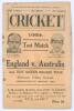 ‘Cricket. A Magazine devoted exclusively to Cricket’. Vol 1. No. 4, 1st January 1925. Published by the Melbourne Press Agency ‘by arrangement and with the sanction of the V.C.A. and M.C.C.’ to coincide with the start of the ‘106th Test Match England v. Au