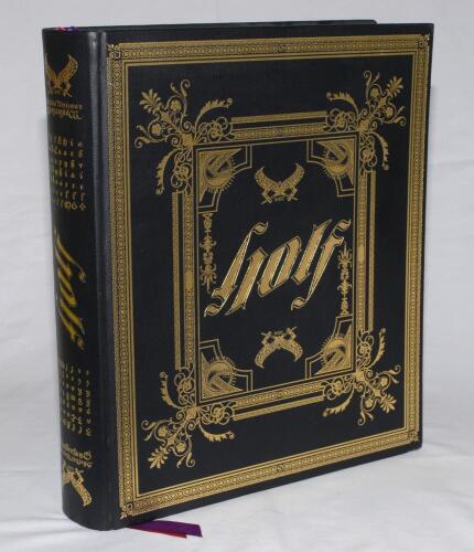 ‘The Bible of Golf. The Captain’s Edition’. Paul Skelett and Simon Weitzman. Published by Wonderland Publications, First edition 2011. Limited edition no. 222. 584pp. Handsomely bound in full black leather with ornate gilt title to front and spine, gilt t