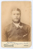 George John Bonnor. New South Wales & Australia 1881-1891. An excellent sepia cabinet card photograph of Bonnor, half length wearing blazer with flower to label. Inscribed to the lower border ‘G.J. Bonnor, autograph on back’, Signed and dedicated to verso